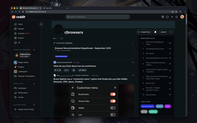 r/browsers - Giving Helium Browser a try. I love how it feels like a slimmed-down version of Chrome.