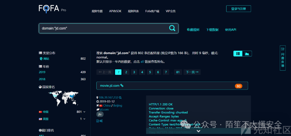 FOFA使用domain语法搜索子域名