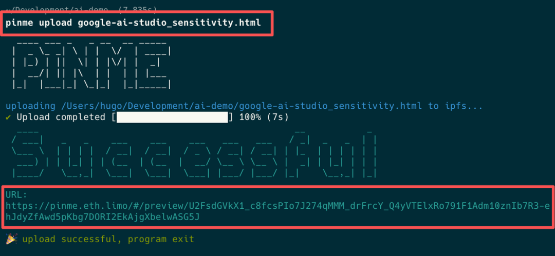 命令行上传示例