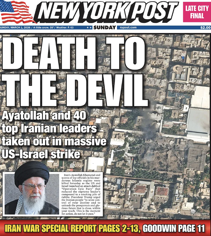 《纽约邮报》关于此次斩首行动的头版报道