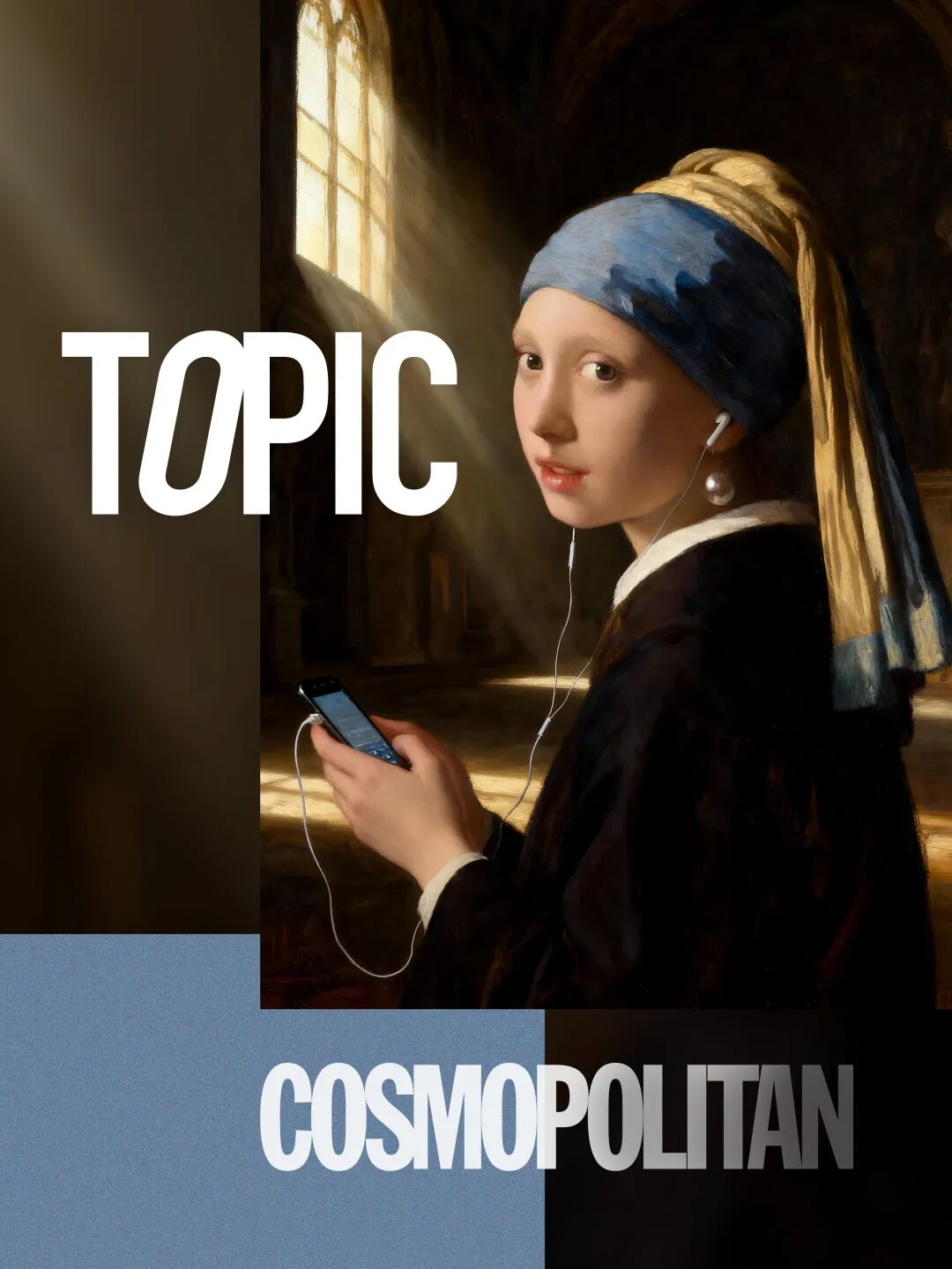 《戴珍珠耳环的数码少女》创意画作