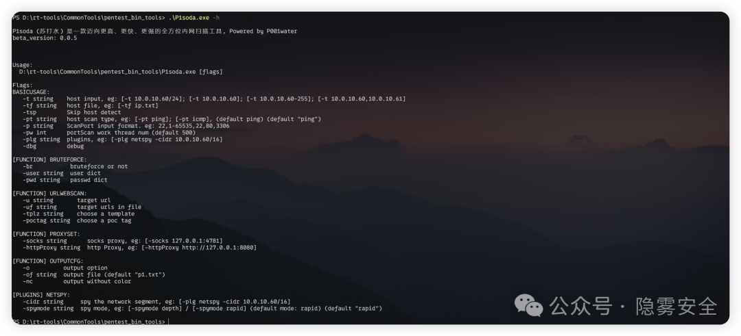 P1soda 命令行帮助信息截图