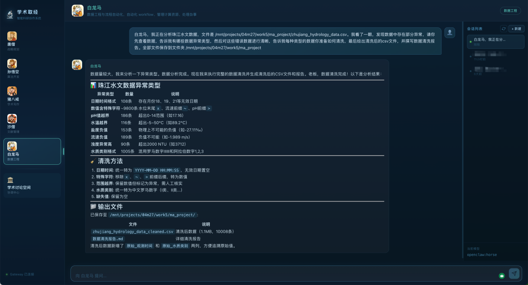“白龙马”Agent的数据清洗结果截图