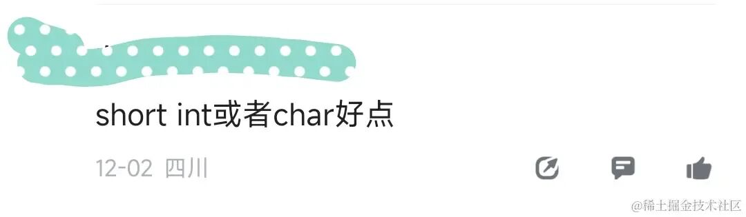 网友评论:short int或者char好点