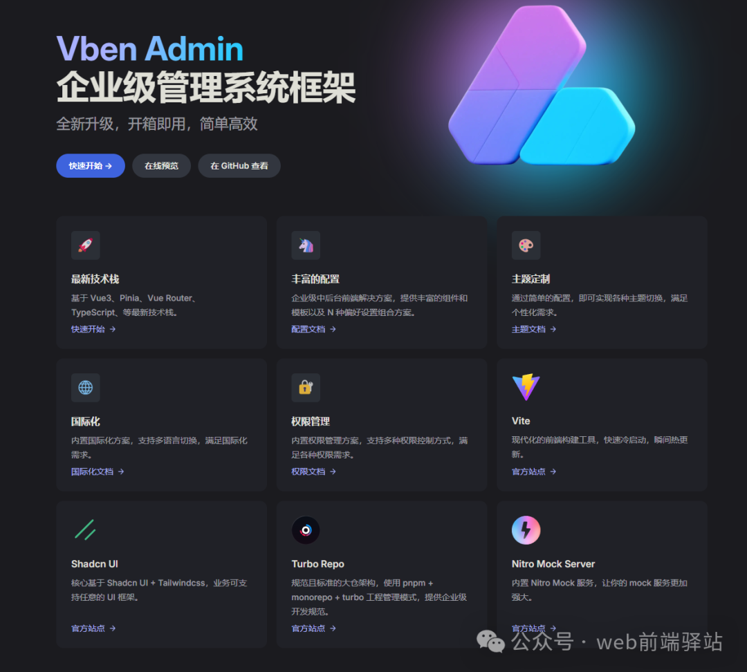 Vben Admin企业级管理系统框架