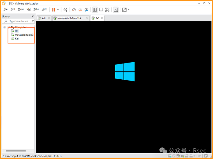 VMware中同时运行Kali, DC和Metasploitable3虚拟机