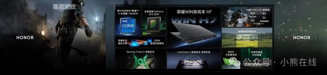 荣耀WIN游戏本H7核心规格与生态产品特性展示