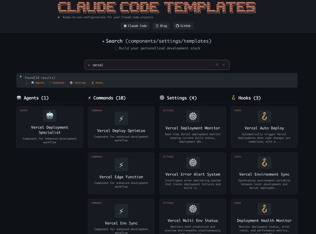 Claude Code Templates 交互式组件市场,涵盖 600+ Agents 与自动化模版