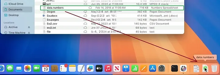 将文件拖入Dock右侧