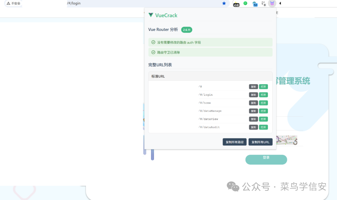 VueCrack工具提取出的前端路由列表