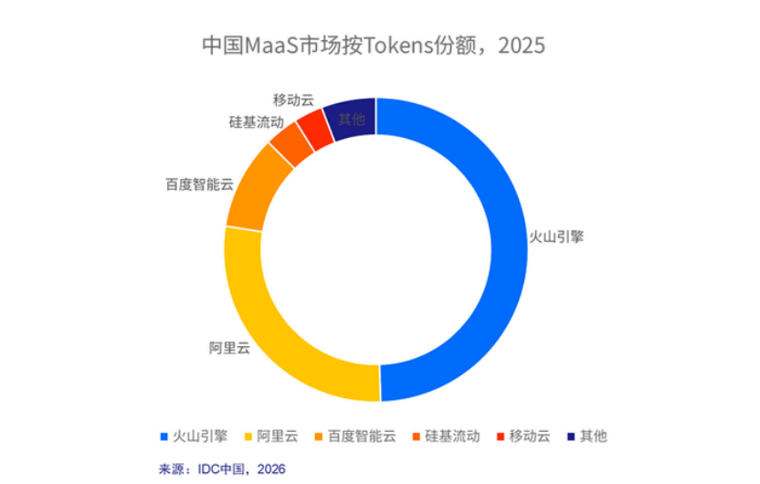 2025年中国MaaS市场按Tokens份额环形图
