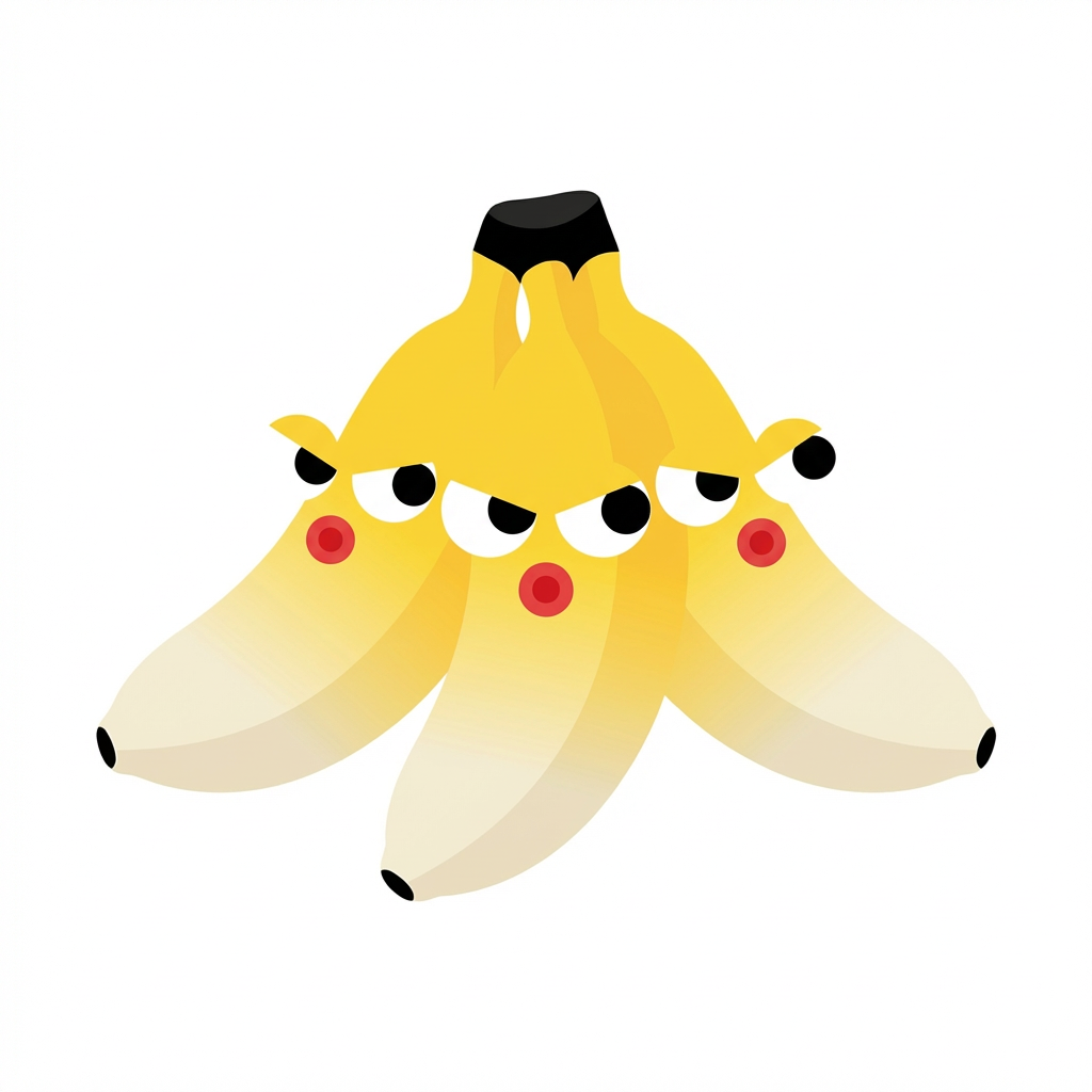三根拟人化香蕉表情愤怒