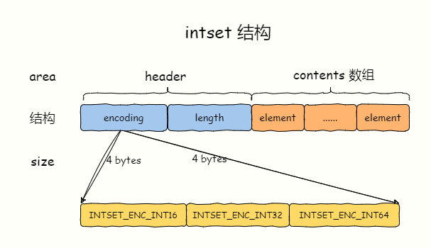 intset结构示意图