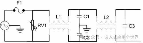 开关电源一次侧典型瞬变滤波电路（EMI电路）示意图