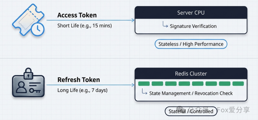 Access Token与Refresh Token特性对比图