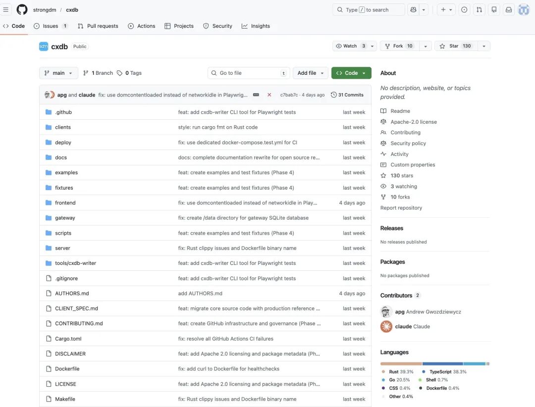 StrongDM cxdb GitHub仓库页面
