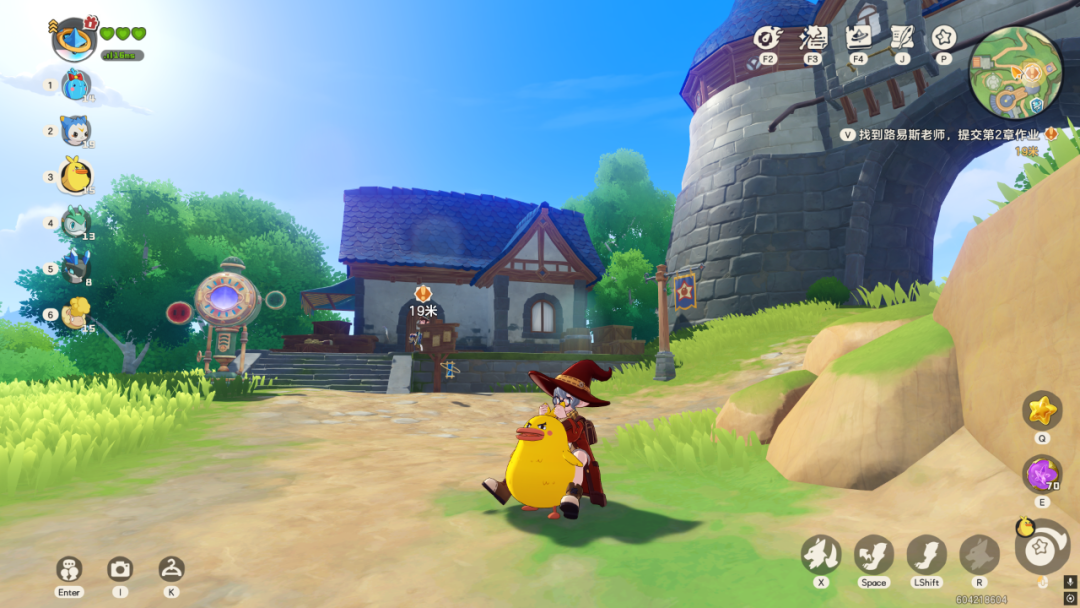 玩家与精灵在游戏场景中的温馨互动