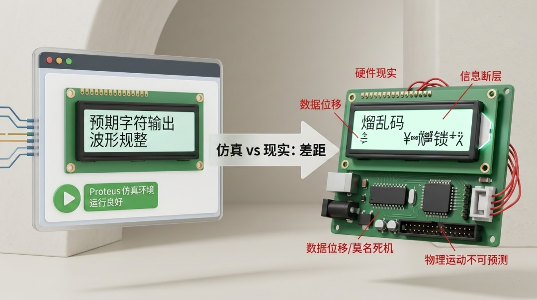 Proteus仿真与真实硬件LCD显示对比
