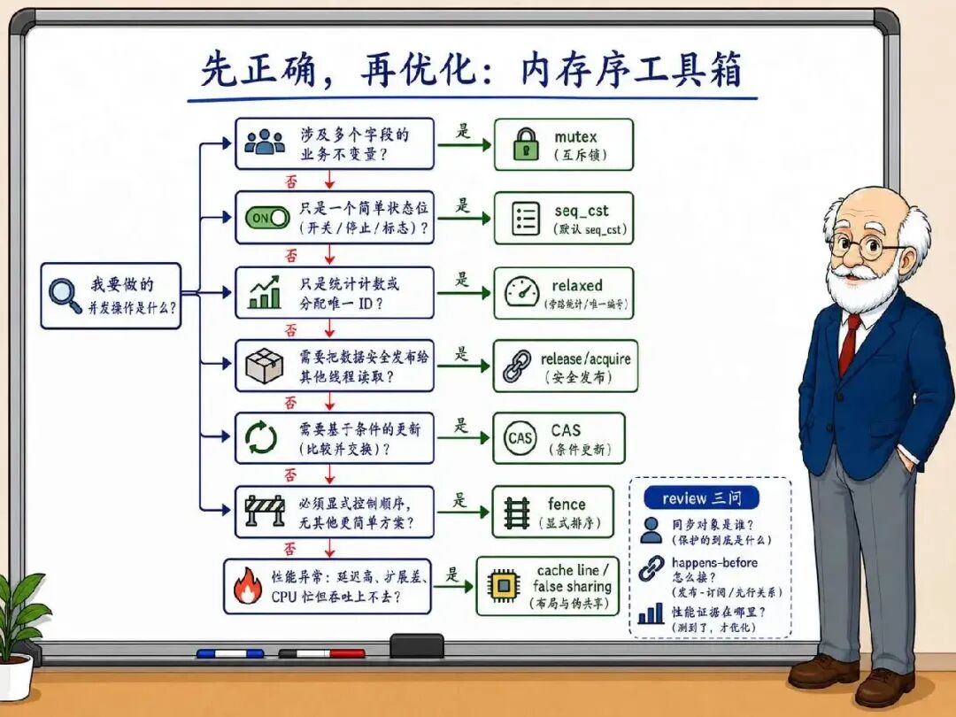 内存序工具箱决策图:先正确再优化与 review 三问