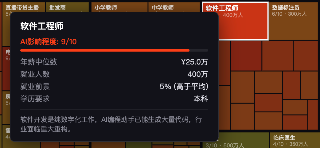 软件工程师职业信息面板
