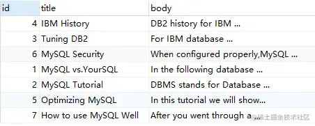 布尔模式查询：MySQL IBM