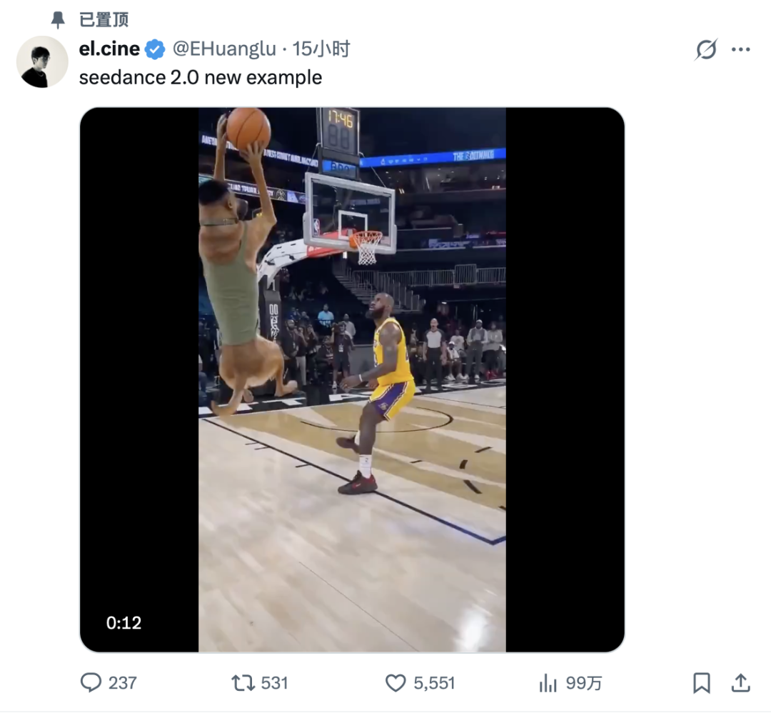 X用户el.cine分享的Seedance 2.0生成视频