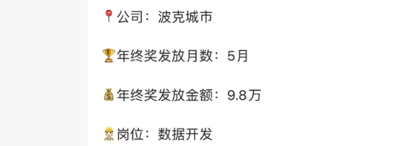 波克城市数据开发岗位年终奖信息图
