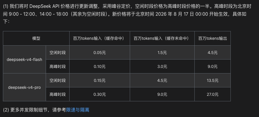 DeepSeek API 价格调整通知