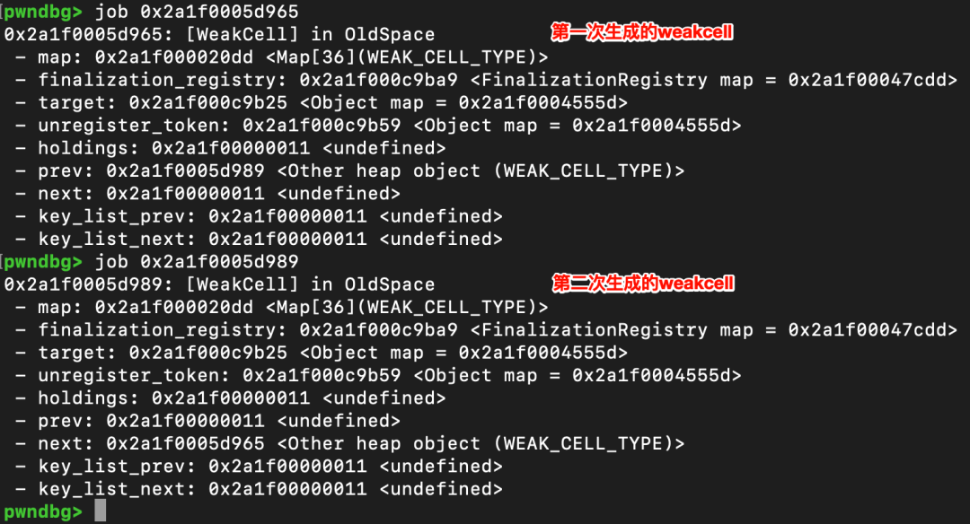 第一次生成的 WeakCell