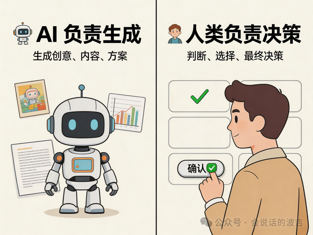 AI生成与人类决策分工图