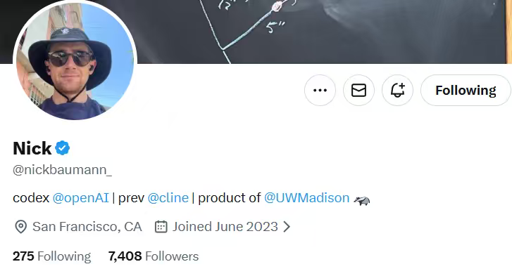 Nick Baumann的X个人主页截图