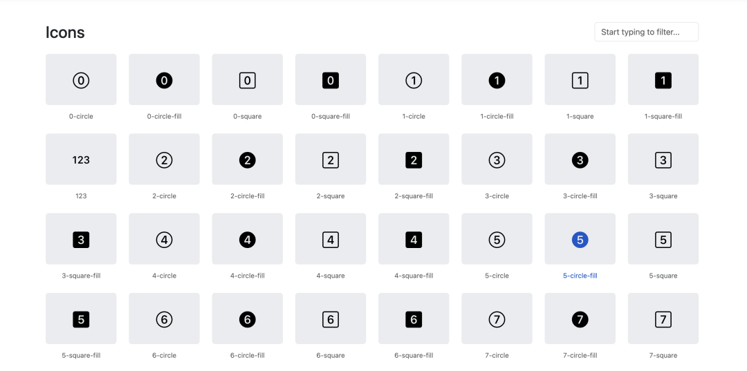 Bootstrap Icons数字图标展示页面截图