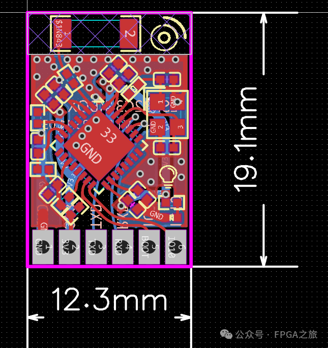 ESP32-C3 模块 PCB 布局图