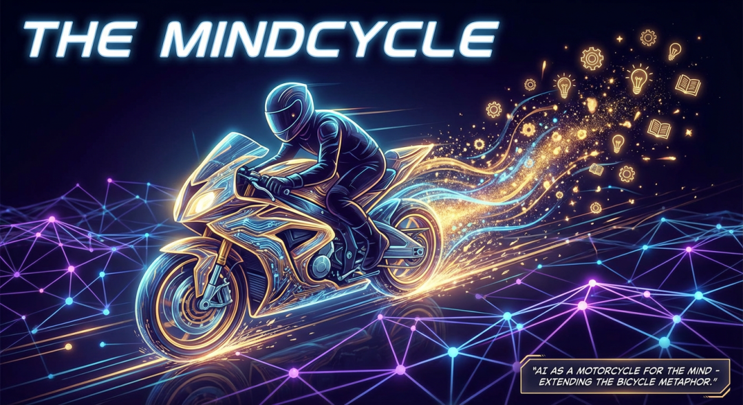AI 作为大脑的摩托车概念图