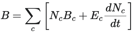 B = ∑_c [N_c B_c + E_c dN_c/dt]