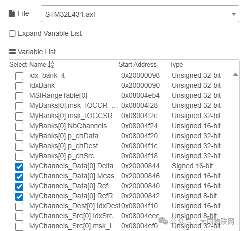 在变量节点中选择触摸传感相关变量