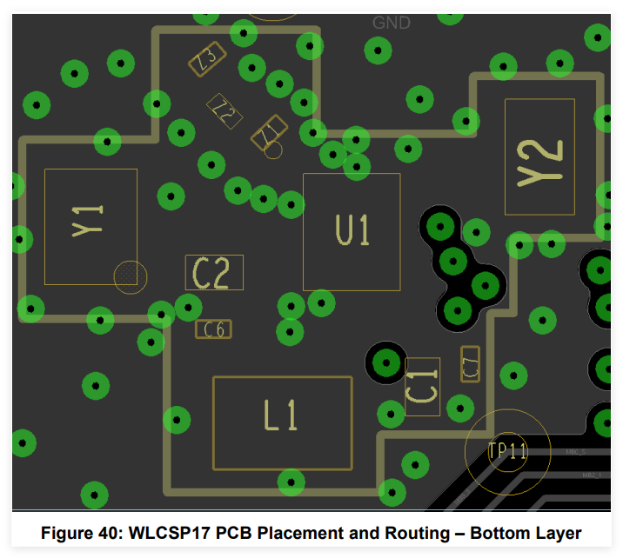 WLCSP17 PCB 底层布局布线图