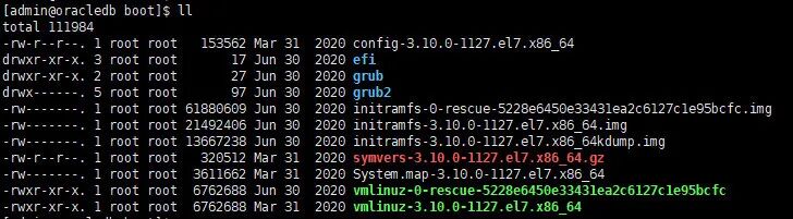 Linux系统boot目录文件列表截图