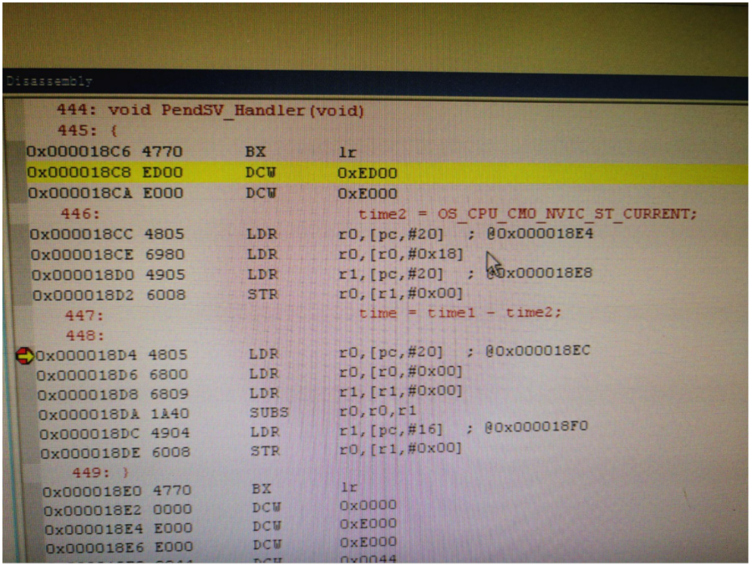 ArmCC编译器下的PendSV中断响应汇编代码