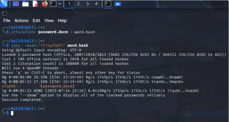 使用John the Ripper成功爆破出密码ulqsbt