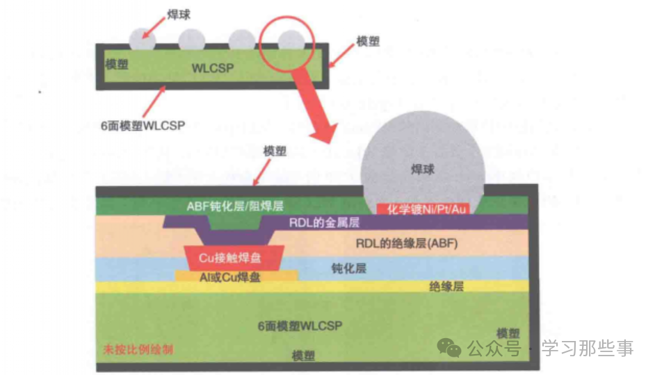 6面模塑WLCSP结构剖面示意图