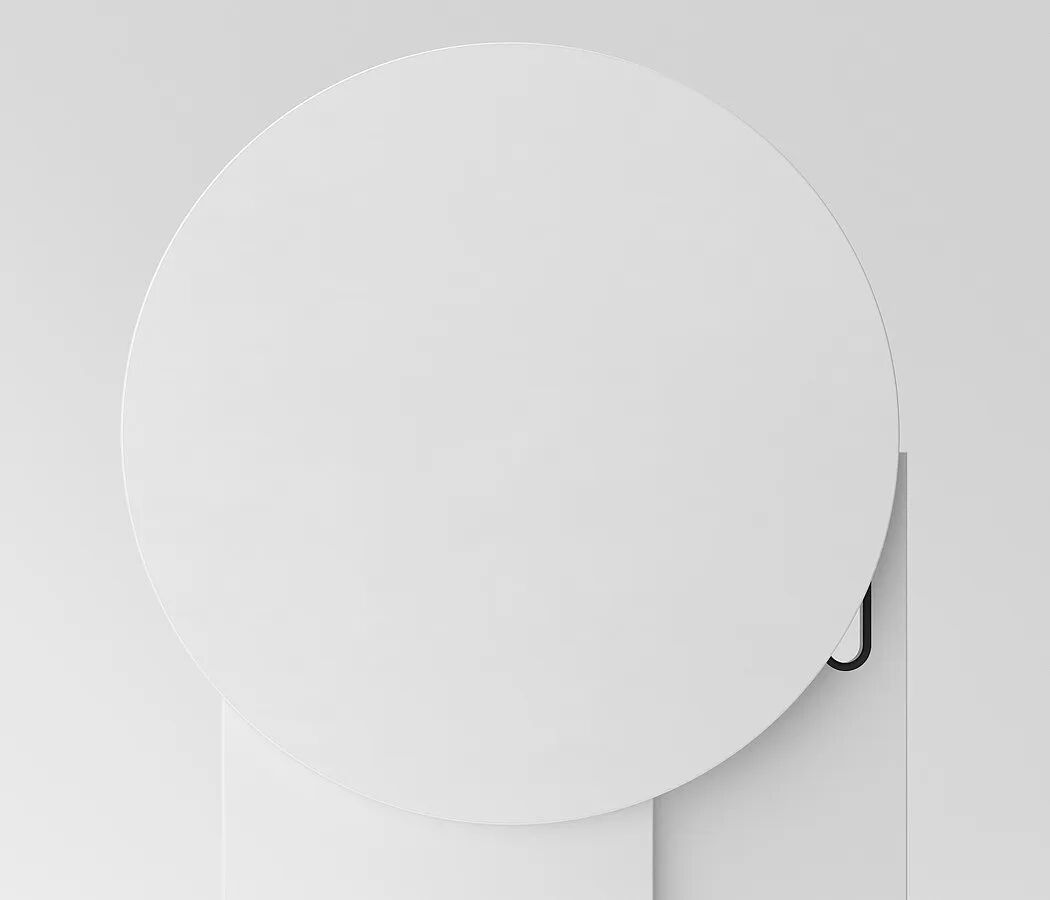 TEMP便携站立式办公桌白色圆形桌面特写