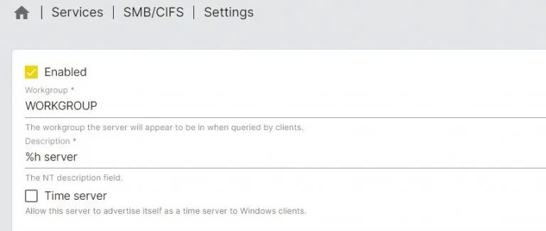 启用SMB/CIFS服务设置