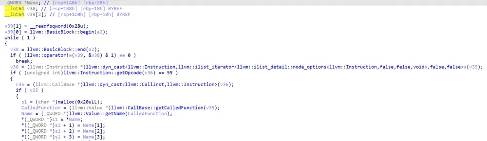 遍历指令并筛选函数调用的代码