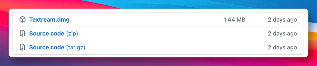 Textream在GitHub的发布文件列表