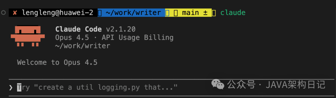 Claude Code 终端界面示意图