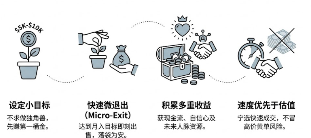 小步快跑与快速变现策略示意图