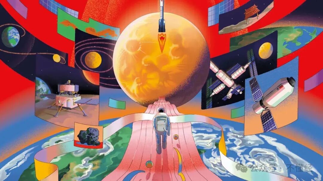 象征探索与未来的太空插画