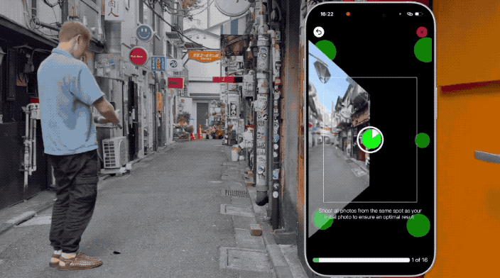 展示用户使用手机拍摄并快速生成3D场景的应用截图